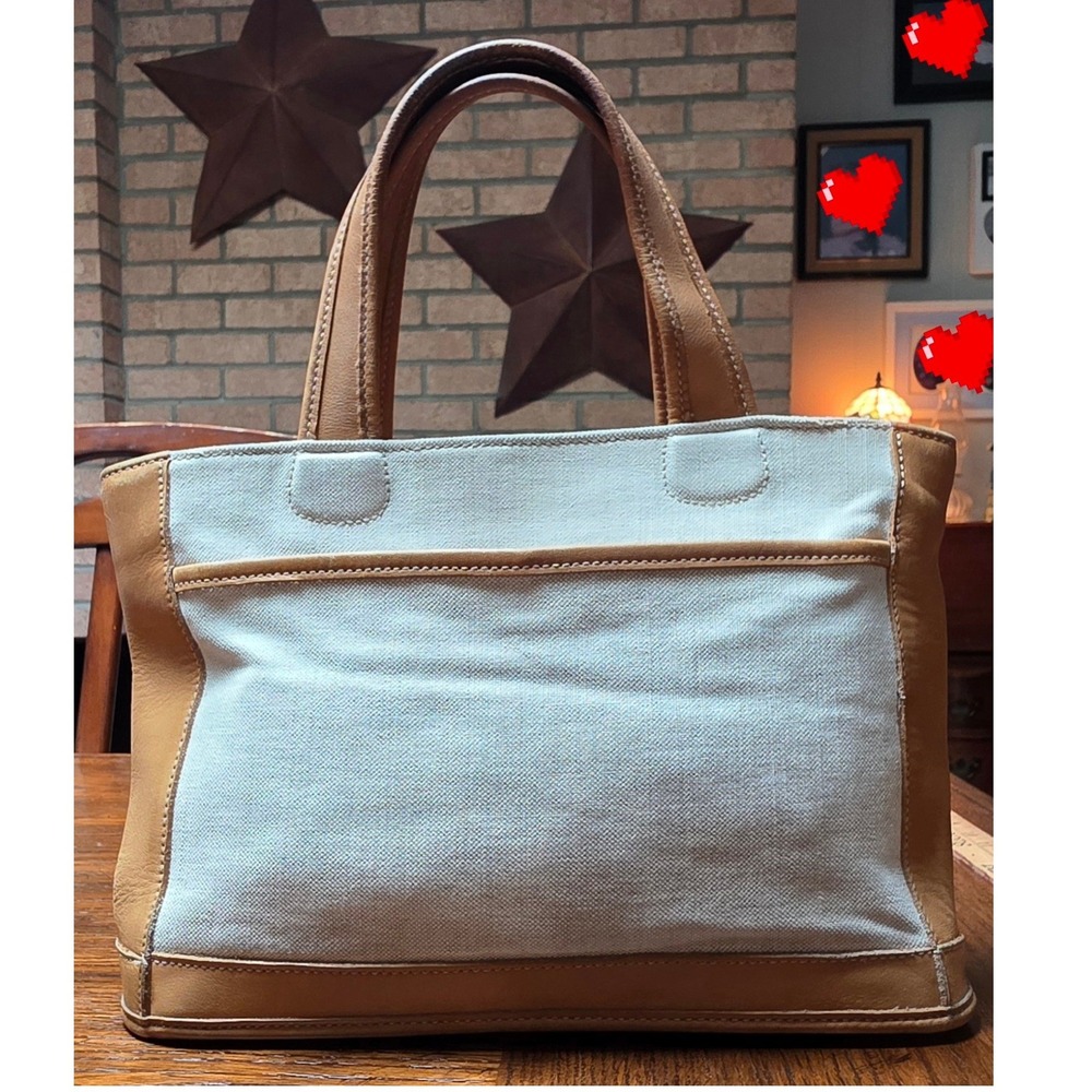 Coach Bleecker Satchel Beige Camel Canvas Leather 6121 Vintage Y2K Tote